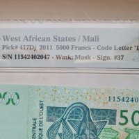 WEST AFRICAN STATES/ 🇲🇱  MALI 🇲🇱 5000 Francs 2011 PMG 67, снимка 2 - Нумизматика и бонистика - 31632745