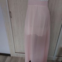 Официална дълга рокля в розово с бяла дантела - 24,00лв., снимка 6 - Рокли - 30624516