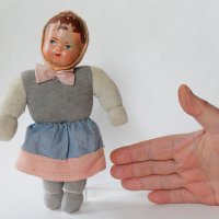 Стара пълнена Кукла Папие Маше Чехословакия 1950те, снимка 1 - Колекции - 34935214