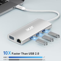 Нов Acer Бърз USB C Хъб 4K HDMI, 5Gbps USB 3.1, PD 100W за MacBook, снимка 3 - Друга електроника - 44611148