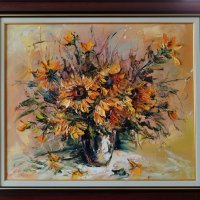 Картина "Ваза с цветя", худ. А. Симеонов, снимка 1 - Картини - 42331120