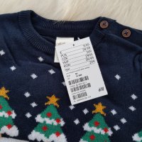 Коледен пуловер H&M 80/86, снимка 3 - Бебешки блузки - 31806153