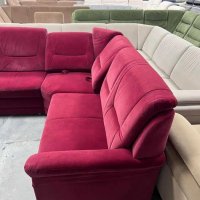 Червен ъглов диван от плат с ф-я сън и ел.лежанка "SC Classic", снимка 10 - Дивани и мека мебел - 39971796