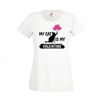 Дамска тениска Свети Валентин My Cat Is My Valentine 2, снимка 3 - Тениски - 35648328