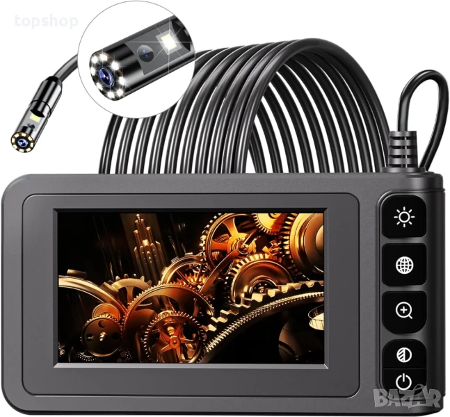 Индустриален ендоскоп SKYBASIC с двоен обектив, бороскопска камера със светлина, 4,3" LCD екран..., снимка 1