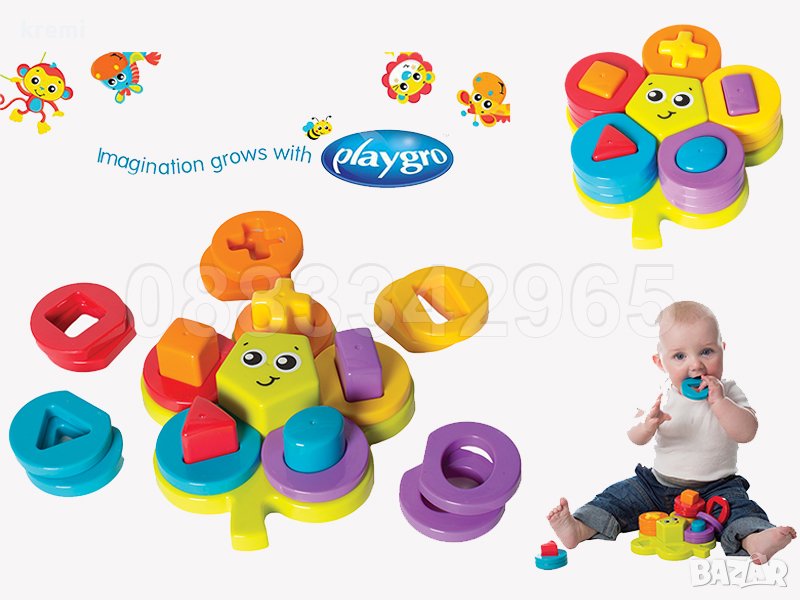 НОВИ! Активна играчка пъзел Playgro Shape Sorting Flower Puzzle, снимка 1