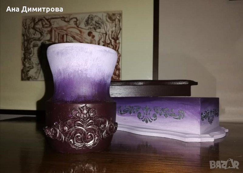 Ръчно изработена дървена ваза, снимка 1