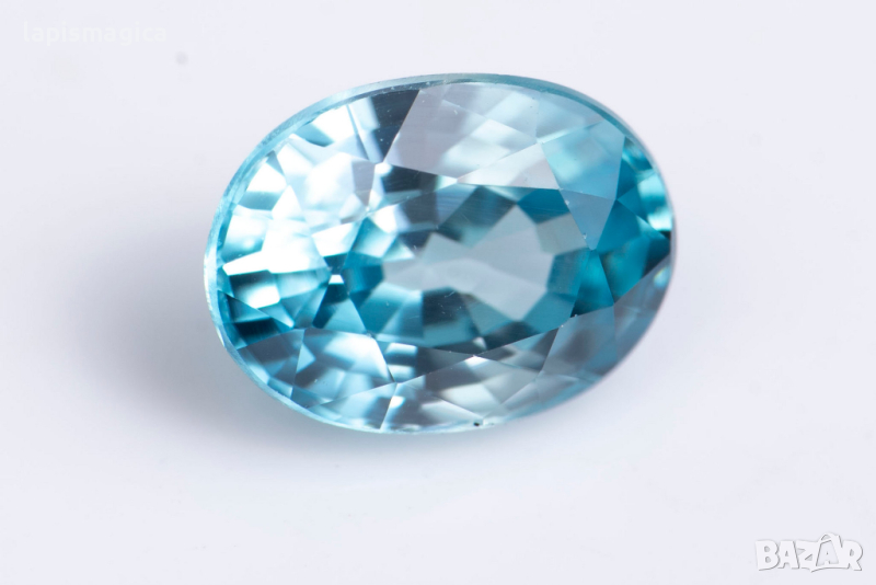 Син естествен циркон 1.32ct IF овална шлифовка, снимка 1