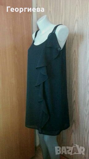 Рокля в черно, с къдрица - свободна талия ПРОМОЦИЯ 👗🍀S,M👗🍀арт.2020, снимка 1