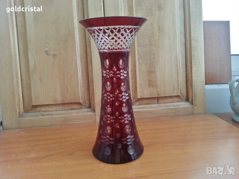 Кристална ваза цветен червен кристал, снимка 1