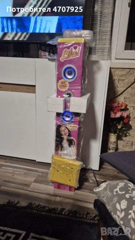 Караоке безжичен високоговорител тип кула 99 см с микрофон, снимка 1