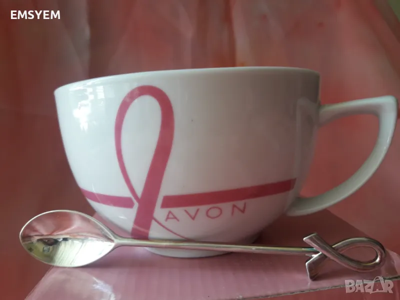 Чаша и лъжичка "Розова панделка " , снимка 1