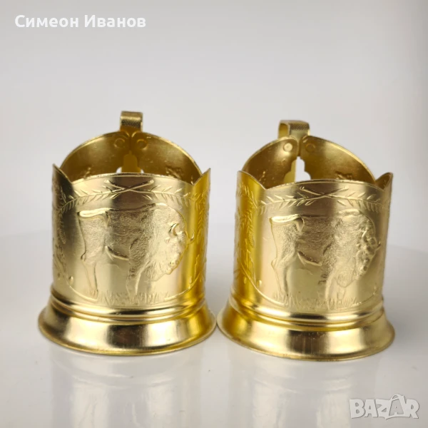 Стар комплект от 2 подстакани стакани сервиз СССР #6127, снимка 1