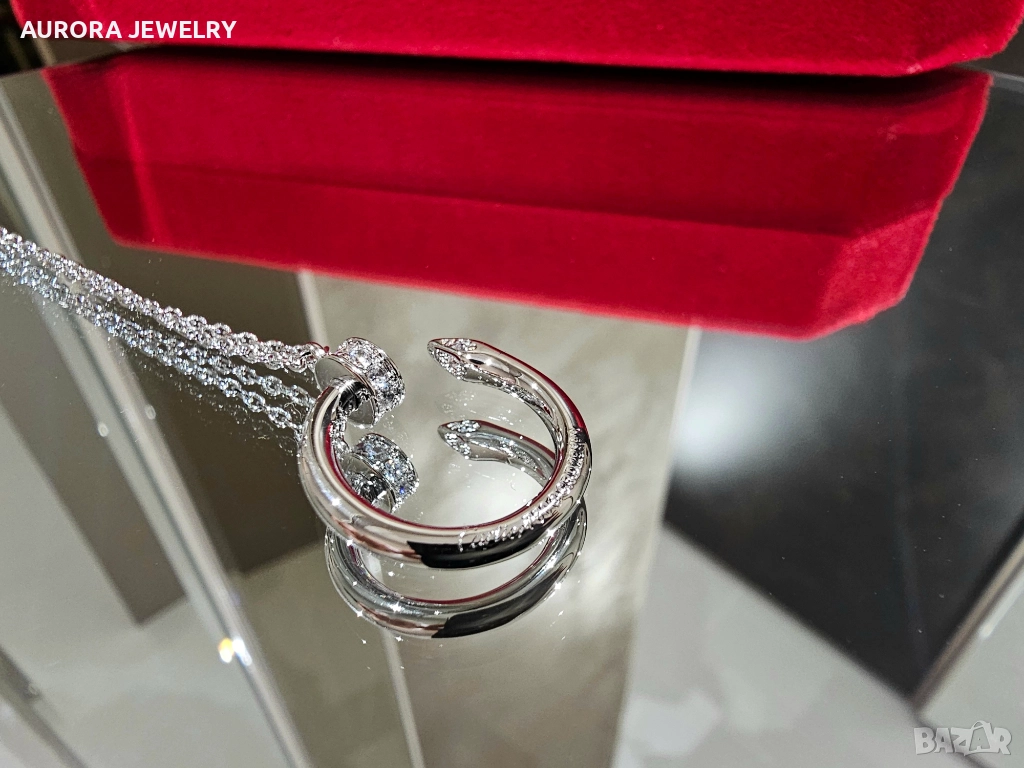 CARTIER Nail Juste un Clou Silver Diamonds Pendant Дамско Колие Пирон, снимка 1