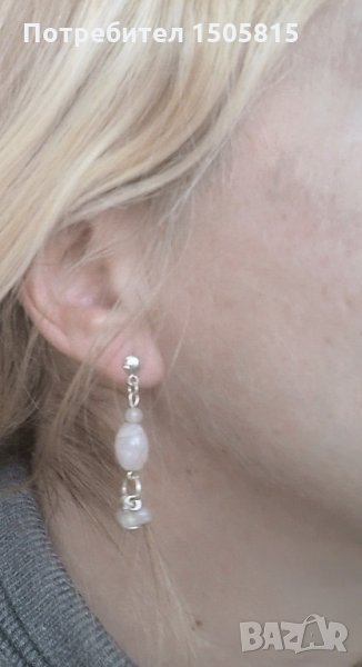 Обеци от сребро 925 дизайнерски обеци  с розов кварц, снимка 1