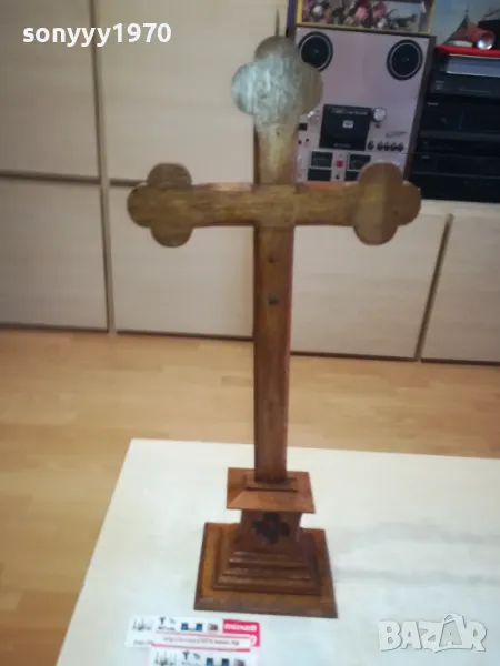 ДЪРВЕН КРЪСТ С ОСНОВА 50СМ 1011241621, снимка 1