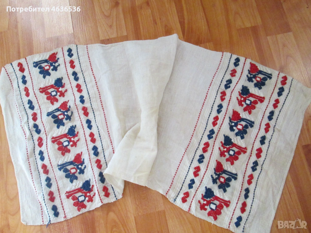 19век кърпа, кенар, ръчна бродерия с вълнени конци,84х38см., снимка 1
