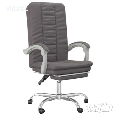 vidaXL Наклоняем офис стол, сив, изкуствена кожа（SKU:349735, снимка 1