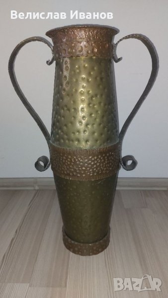 Голяма старинна ваза от бронз и мед, снимка 1