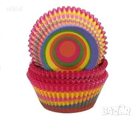50 бр хартиени капсули шарени цветни кошнички за кексчета мъфини парти, снимка 1