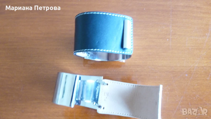 Гривни HERMES - бяла и черна - естествена кожа, снимка 1