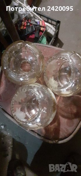 3 броя стъклени чаши за полюлей-15лв, снимка 1