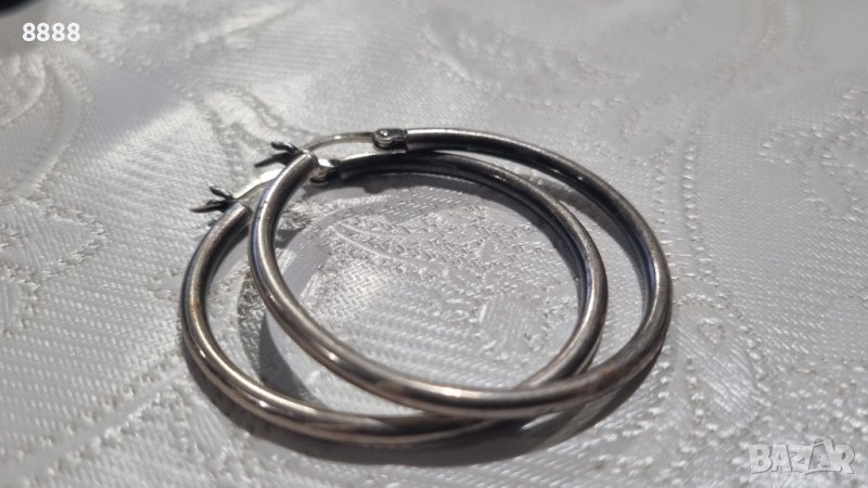 Сребърни обеци 925 класически халки , снимка 1