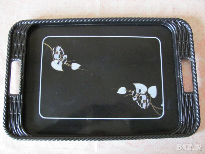 Пластмасов, черен поднос, снимка 1