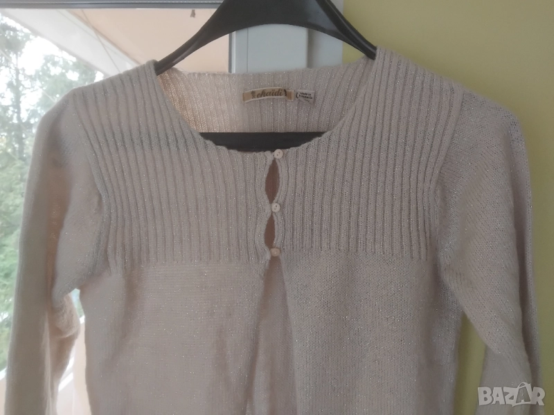 Оригинална дамска жилетка цвят пепел от рози с ламе , снимка 1