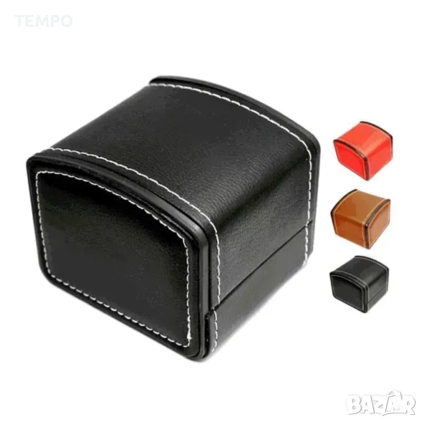 КОЖЕНА КУТИЯ за ЧАСОВНИК- ЧЕРНА, снимка 1