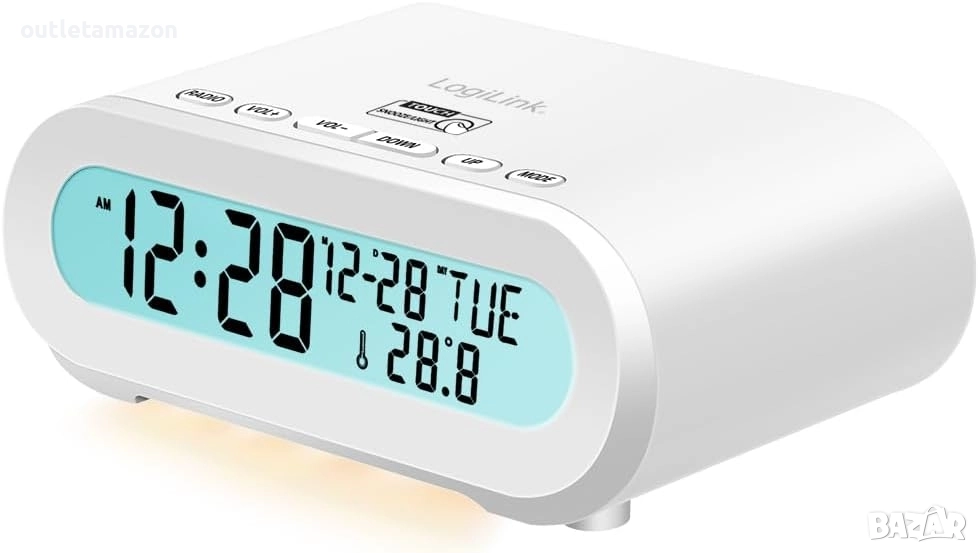 LogiLink радиобудилник с дисплей за температура, таймер за заспиване, включва USB порт за зареждане, снимка 1