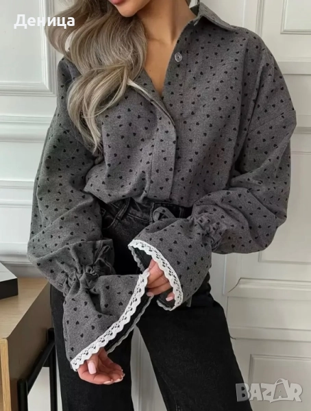 Риза овърсайз сива, снимка 1