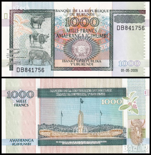❤️ ⭐ Бурунди 2009 1000 франка UNC нова ⭐ ❤️, снимка 1