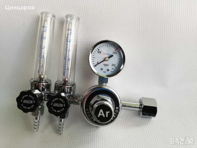 Ред.вентил за CO2/Аргон (коргон,хелий) с ротаметър,flow meter.Двоен изход,за два консуматора, снимка 1