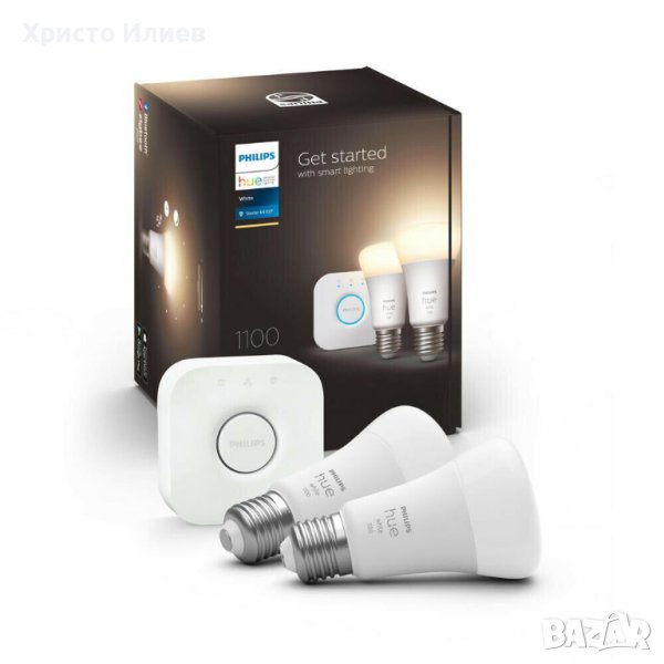 Philips Hue White 2бр LED Крушки и Безжичен рутер Филипс Умен Дом, снимка 1