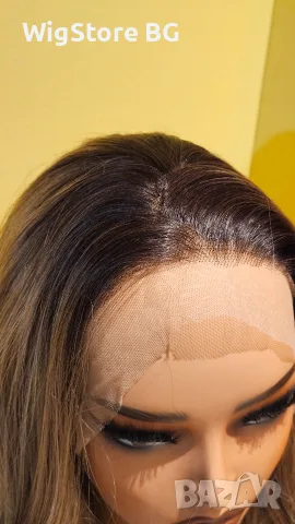 86см Кестенява къдрава лейс фронт перука - lace front wig, снимка 2 - Аксесоари за коса - 55730625