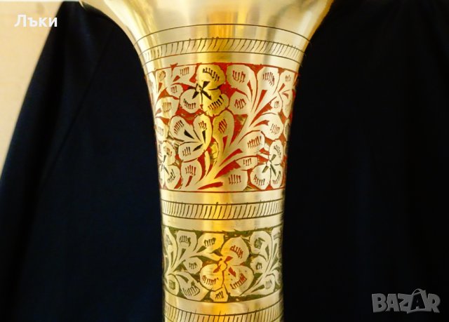 Бронзова ваза,клетъчен емайл 37 см. , снимка 2 - Вази - 31768637