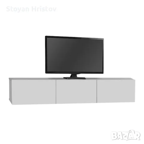 ТВ ШКАФ за телевизор с LED осветление в бял цвят 180×29.5×29.5cm., снимка 3 - Шкафове - 55793147