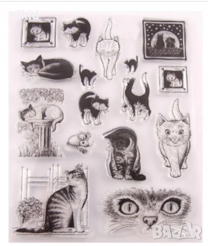 Котка Котки Голям силиконов гумен печат декор бисквитки фондан Scrapbooking