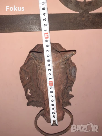 Уникална находка Старо чугунено чукало за врата конска глава, снимка 7 - Антикварни и старинни предмети - 51368661