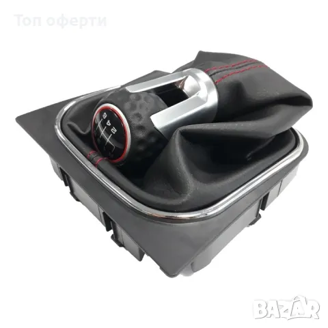 Топка за скоростен лост с маншон съвместима с VW Golf GTI 03-12 с 6 скорости - червен конец, снимка 4 - Аксесоари и консумативи - 48700361
