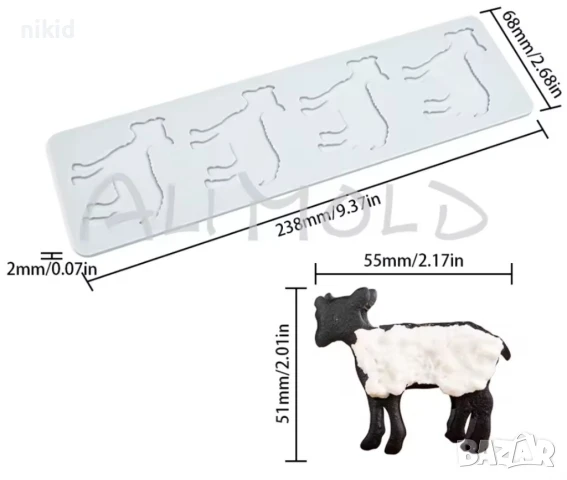 4 Агне Овца плитки силиконов молд форма фондан захарна паста гъмпейст шоколад торта декор