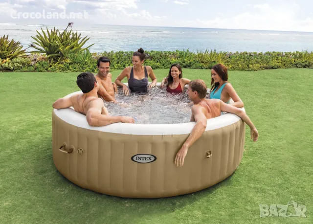 Надуваемо джакузи Pure Spa Intex, 6 места, 1098 литра, трислоен материал, бежов