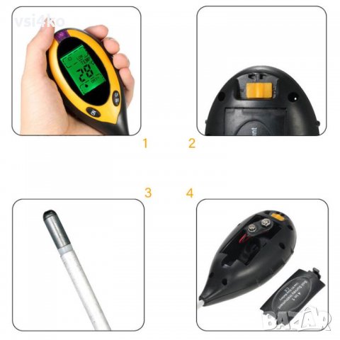 4 в 1 дигитален тестер за проучване на почвата, снимка 9 - Градински инструменти - 39533985