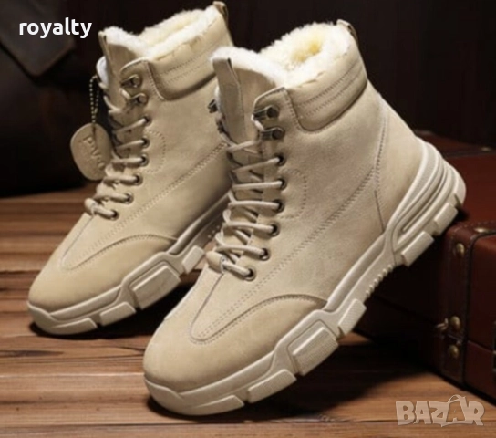 Бежови Мъжки Боти с Топла Вата 