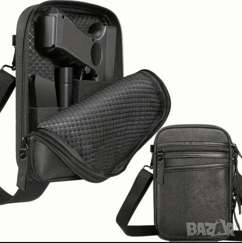 Черна тактическа чанта за оръжие от Еко кожа и плат/кордура/