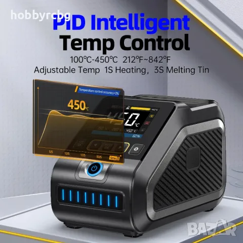 Станция за запояване 200W, регулиране на температурата 100-450 °C, снимка 2 - Поялници и запояване - 47880208