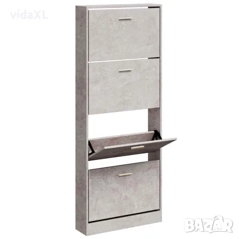 vidaXL Шкаф за обувки, бетонно сив, 59x17x150 см, инженерно дърво, снимка 3 - Шкафове - 56147126
