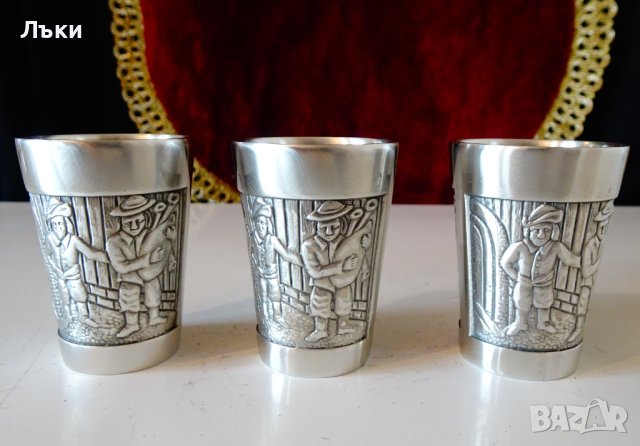 Чаши от калай с лов на глиган. , снимка 7 - Антикварни и старинни предмети - 44479317