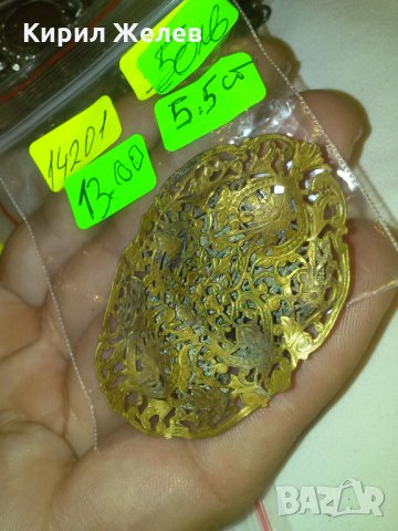 ФИЛИГРАННА 20-те ГОДИНИ БРОШКА с АМЕТИСТ КАМЪНИ БРОНЗОВА 14201, снимка 5 - Антикварни и старинни предмети - 29572492